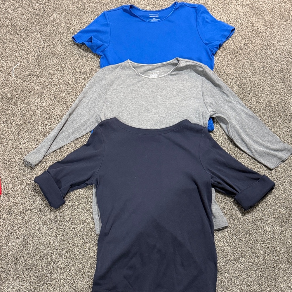 Christopher & Banks women’s Short Sleeve Tee Trio - Blue, Gray, Navy